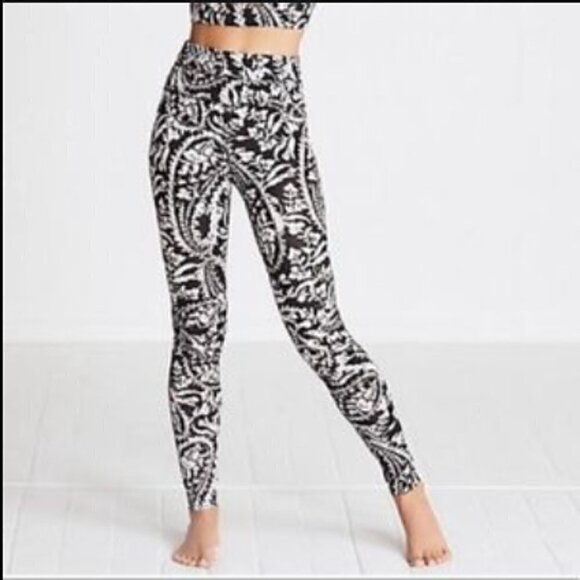 INTIMATELY FREE PEOPLE ~ Paisley black and pink athletic pants - Picture 3 of 7